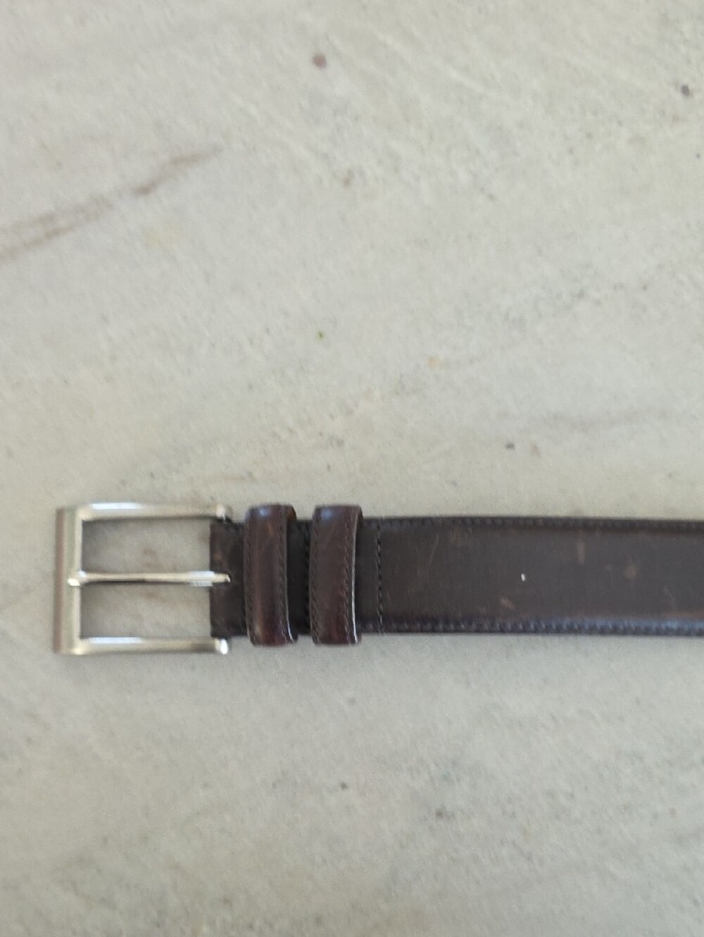 Allen Edmonds Dark Brown Leather Belt with Silver Buckle - Picture 3 of 5